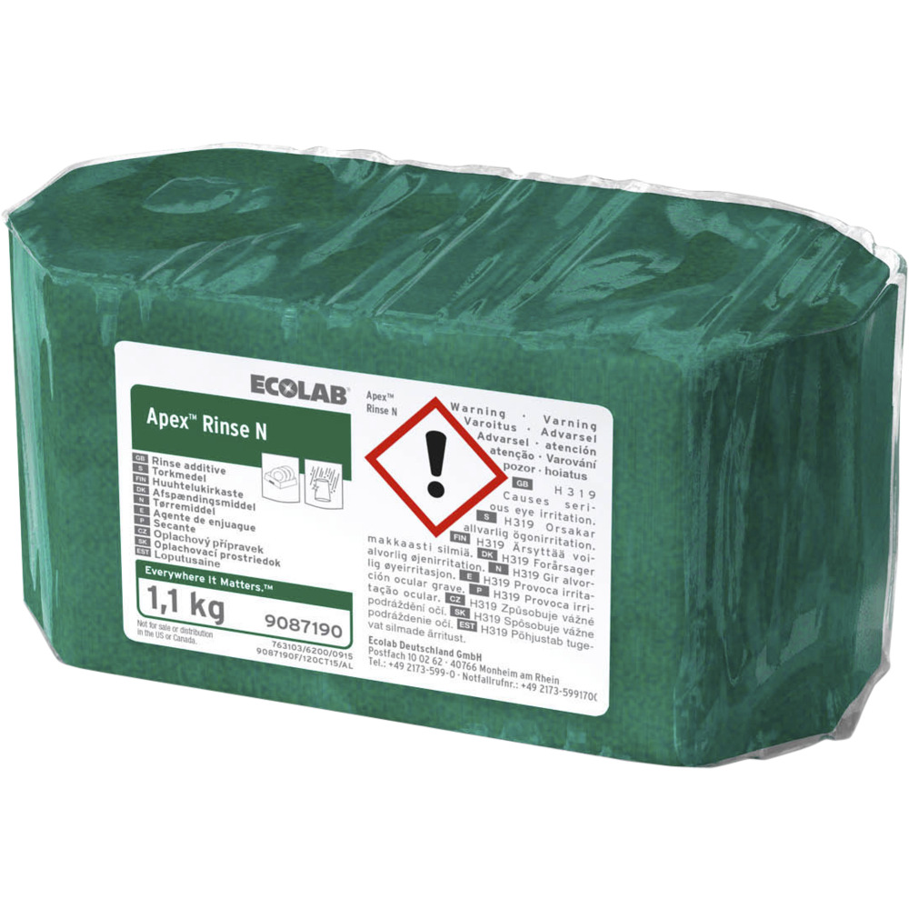 Afspænding, Ecolab Apex Rinse N, med farve, uden parfume, 1,1 kg - 2 stk